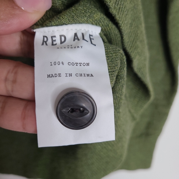 Red Ale by Alesbury Men Riverside button Mockneck Sweater Olive sz Large - Picture 5 of 6